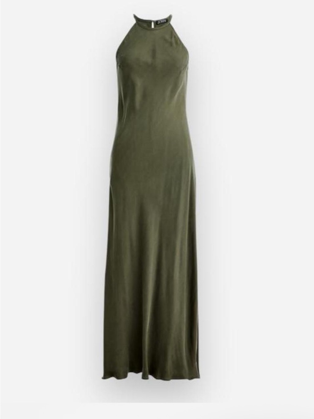 J.Crew Amber Cupro Blend Halter Slip Dress Cool Cypress Green Classic Size 12